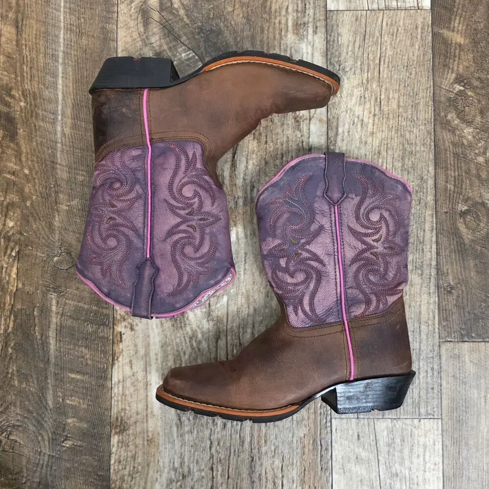 Dan Post Girls Cowgirl Majesty Western Boots Square Toe Youth 4 D